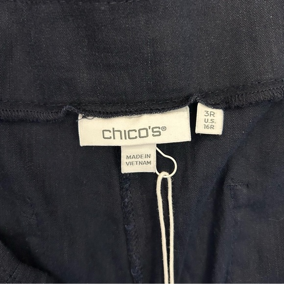 Chico's Women's Linen Wide Leg Pants Size 16 R Navy Pull On Stretch NWT $99 - Picture 12 of 16